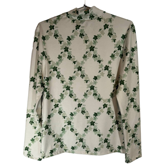 New Tanner Fletcher Green Lonnie Mock‎ Turtleneck Top Ivy Leaf Print 3 / Large - Picture 8 of 9